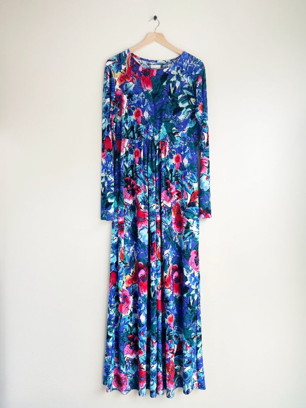 Louella by Ibtihaj Muhammad Blue Floral Long Sleeve Maxi Dress Abaya Sz XXL